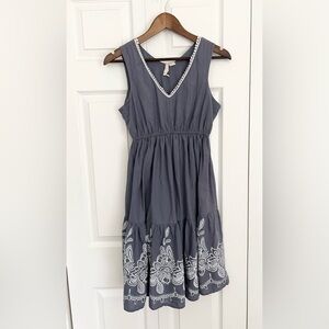 Overdrive storm blue 100% cotton embroidered dress SMALL
